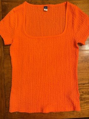 Old navy coral Textured Square-Neck Short Sleeve Top